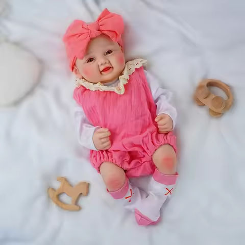 Exquisite smile with open eyes! 17.3-inch medical grade solid silicone reborn baby 2.4kg ultra realistic skin touch https://tinyurl.com/244vmt85