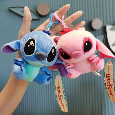 Disney 12cm Lilo&Stitch Cartoon Plush Doll Pink Blue Couple Anime Cute Stuffed Pendant Keychain Baby Toy Girl Kids Birthday Gift https://tinyurl.com/295yabmd